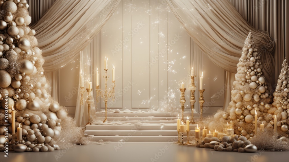 Elegant Christmas holiday background with luxurious decor and details Elegant Christmas holiday background with luxurious decor and details