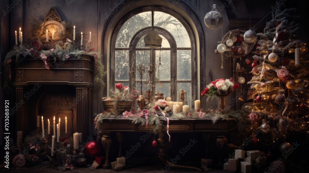 Magical festive composition, inviting viewers into its enchantment