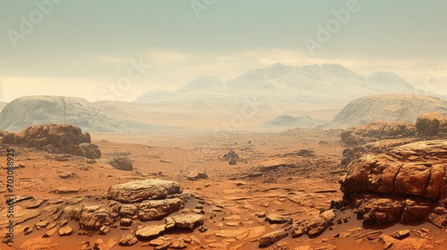 Martian landscape, the rugged terrain of the Red Planet