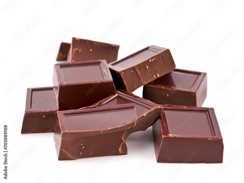 Fototapeta premium chocolate pieces isolated on white background