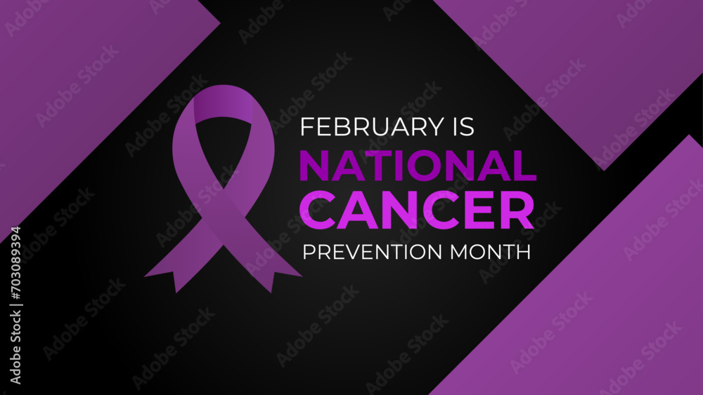 National Cancer prevention month is observed every year in February, to promote access to cancer diagnosis, treatment and healthcare for all. banner, cover, card, backdrop. Vector illustration - obrazy, fototapety, plakaty 