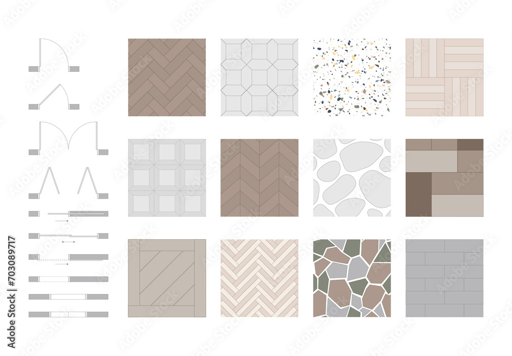 Floor Plan Kit Top View Elements for Floorplan Design Flooring Patterns
