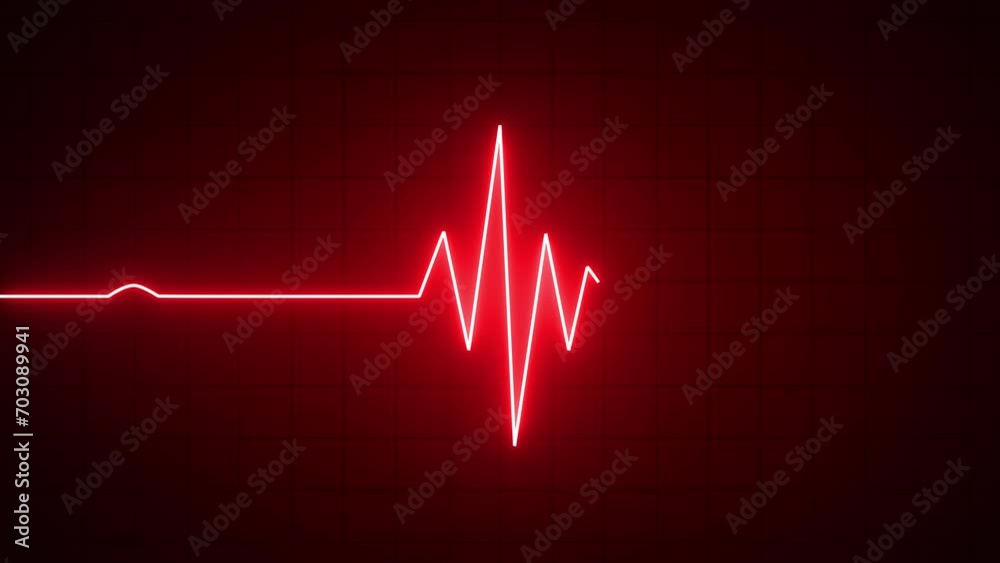Red neon Heart pulse monitor with signal. Heartbeat line. Flat line EKG, Pulse trace. EKG and Cardio symbol. Healthy and Medical concept Red neon Heart pulse monitor with signal. Heartbeat line. Flat line EKG, Pulse trace. EKG and Cardio symbol. Healthy and Medical concept
