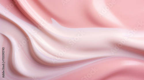 Elegant wavy texture of pink silk fabric on a flat surface, symbolizing luxury and delicate textile quality.