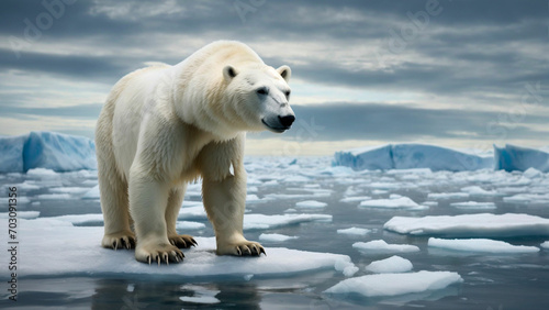 Capture the Impact of Global Warming on Polar BearsCreate that symbolizes the struggle of polar bears in the face of melting ice caps