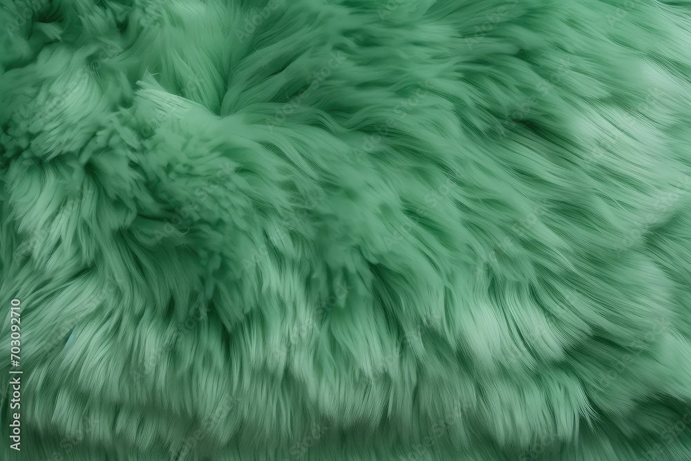 Obraz premium Green Fluffy Fur Background: Soft and Cozy Texture