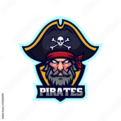 Vector Logo Illustration Pirates E- Sport and Sport Style.