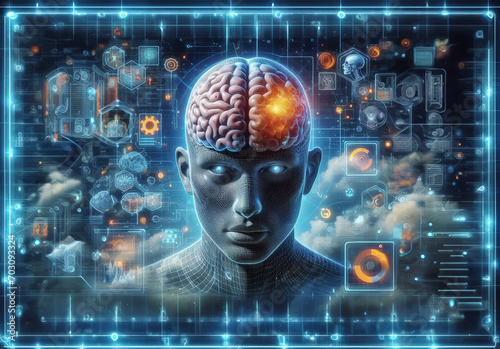 An image illustration about the technological brain artificial intelligence