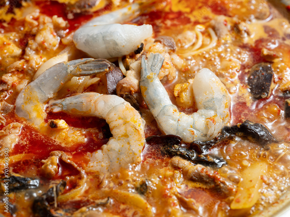 Spicy Seafood Noodle Soup, jjamppong, ramyeon Spicy Seafood Noodle Soup, jjamppong, ramyeon