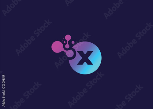 Letter X Technology vector monogram logo design template. Letter X molecule, Science and Bio technology Vector logo 