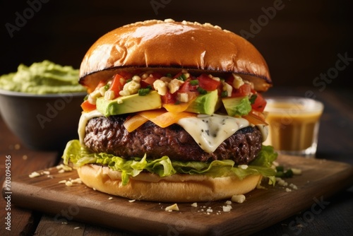 This cheeseburger combines the best of TexMex flavors in every bite. Sink your teeth into a juicy beef patty, sprinkled with a fragrant blend of es that transport you straight to the heart