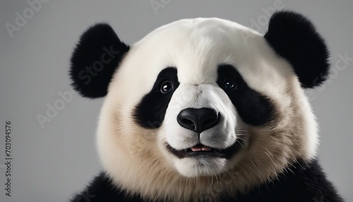Portrait of a giant panda in front of a grey background © Maule