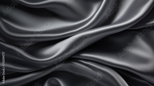 Smooth black satin with elegant folds, offering a luxurious and sophisticated texture for high-end fashion.
