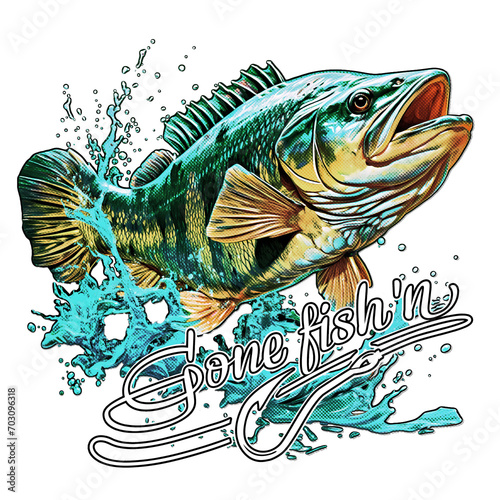Bold Bass Fishing Shirt Design - Largemouth Excellence for Outdoor Enthusiasts-DTF ready
