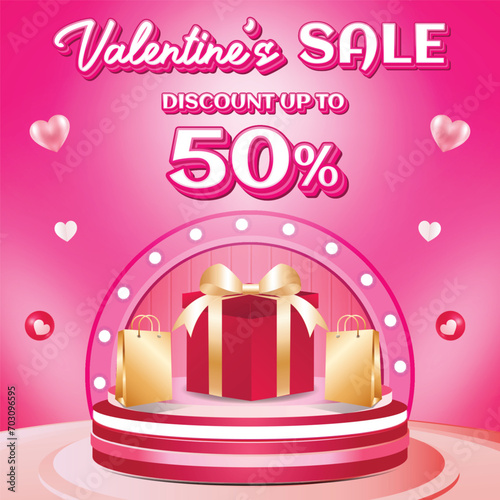 Valentine February Big sale banner discount promotion background payday social media 3