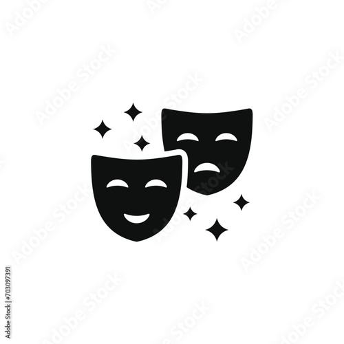 Theater masks icon isolated on transparent background. Drama comedy and tragedy icon photo