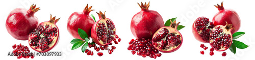 Fresh red pomegranate fruits isolated. png collection photo