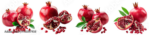 Fresh red pomegranate fruits isolated. png collection