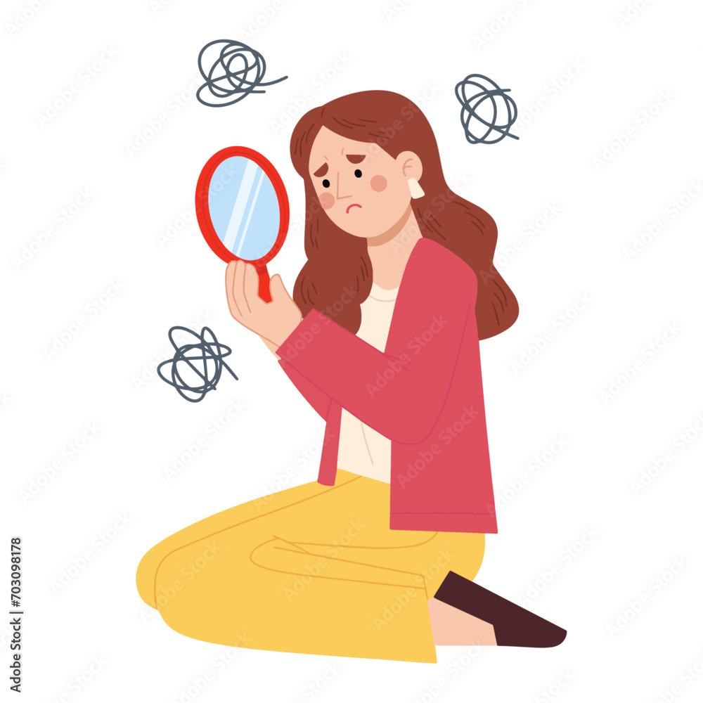 Sad and depressed young woman vector illustration Sad and depressed young woman vector illustration