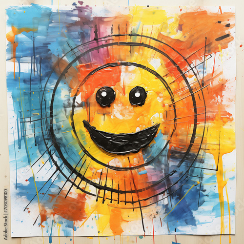 Kids drawing of a smiley face by Generative AI