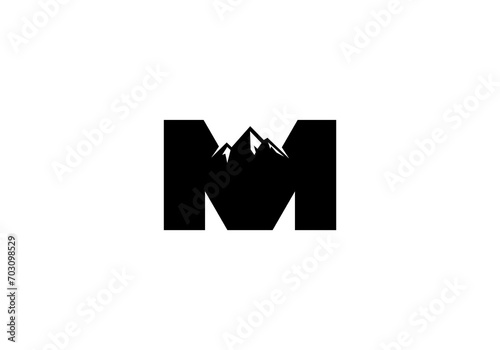 simple mountain logo with letter M. icon and vector