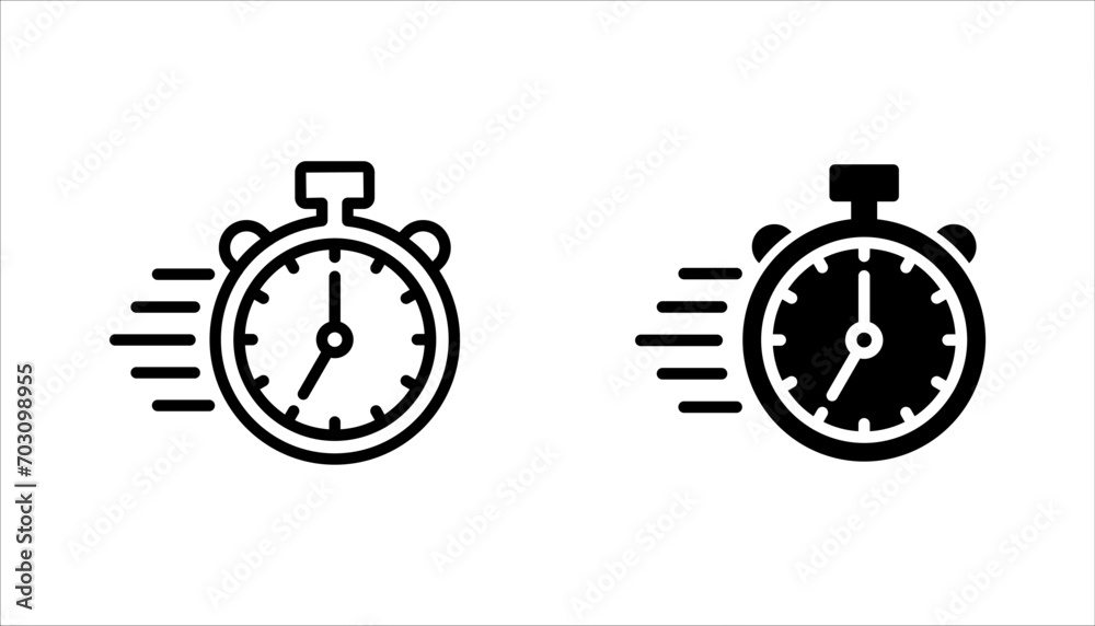 quick time icon set, fast deadline, vector illustration on white backgrond - obrazy, fototapety, plakaty 