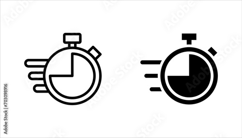 quick time icon set, fast deadline, vector illustration on white backgrond photo