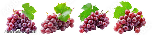 Bunch of red grapes collection. PNG image