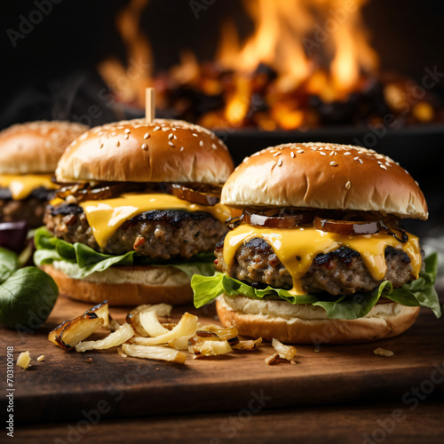 Grilled Burgers with Caramelized Onions and Gouda
