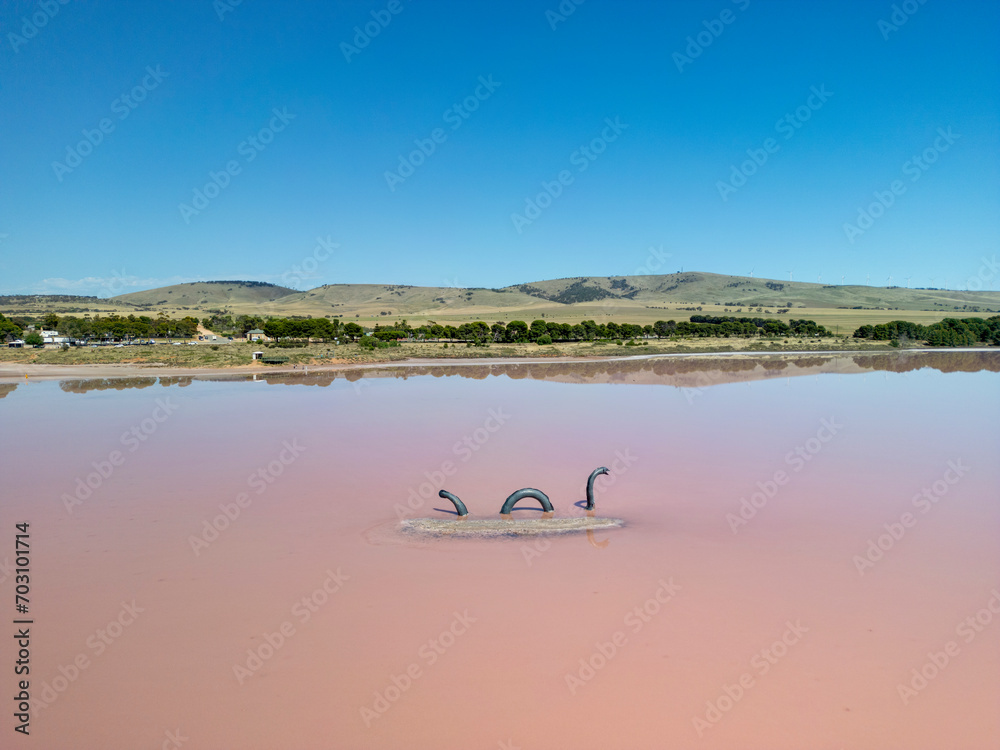 Panoramic views of Lake Bumbunga (Lochiel's Pink Lake) in the Clare Valley of South Australia
