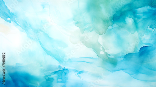 Alcohol ink painting, abstract painting in blue and green tones, diffused turquoise light, flowing aqua silk, blue mist, flowing silk, dynamic pearl wallpaper, watercolor painting.
