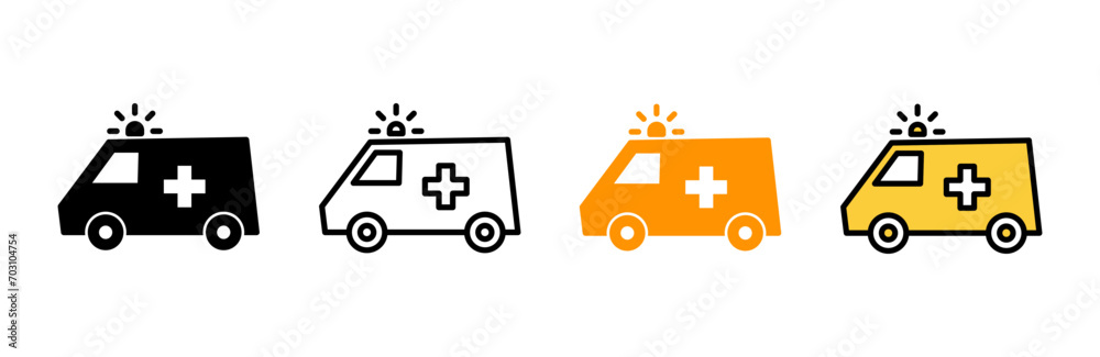 Ambulance icon set vector. ambulance truck sign and symbol. ambulance car Ambulance icon set vector. ambulance truck sign and symbol. ambulance car