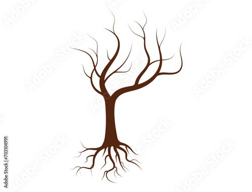 Dead Tree with no Leaves or Leafless Tree. Vector Illustration Isolated on White Background. photo