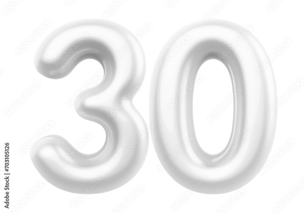 White Bubble Number 30 luxury render White Bubble Number 30 luxury render