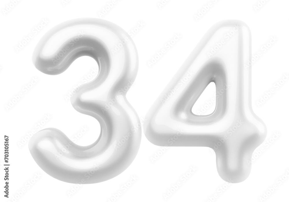 White Bubble Number 34 luxury render
