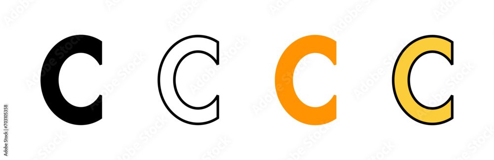 Copyright icon set vector. copyright sign and symbol