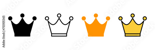 Crown icon set vector. crown sign and symbol