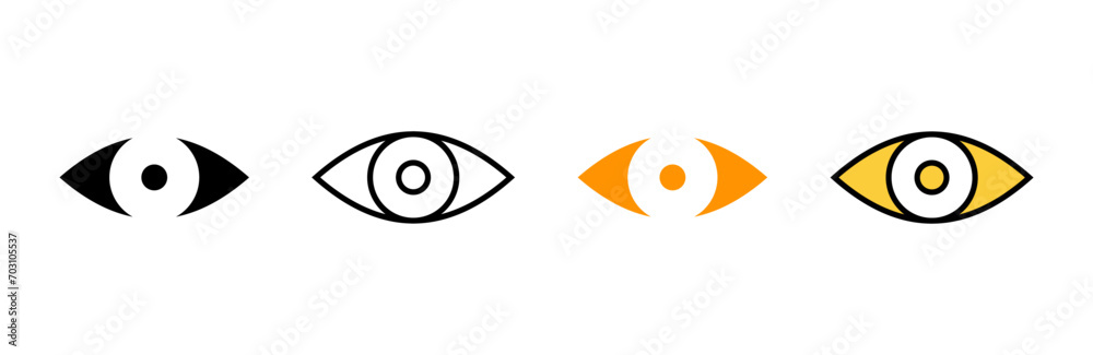 Eye icon set vector. Eye sign and symbol. Look and Vision icon. Eye icon set vector. Eye sign and symbol. Look and Vision icon.