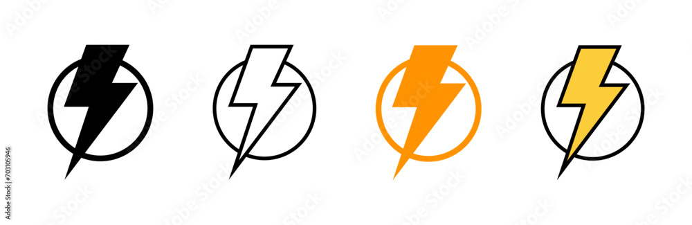 Lightning icon set vector. electric sign and symbol. power icon. energy sign Lightning icon set vector. electric sign and symbol. power icon. energy sign