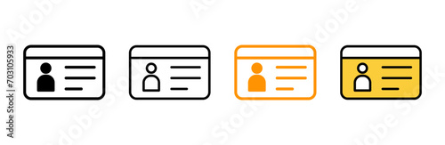 License icon set vector. ID card icon. driver license, staff identification card