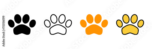 Paw icon set vector. paw print sign and symbol. dog or cat paw