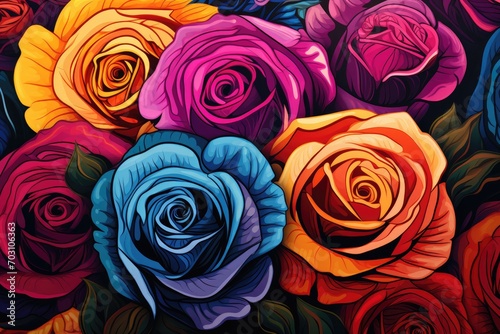 Beautiful Roses Floral Pattern Retro Flower Textile Vintage Aesthetic Garden Design Nature Painting Kitsch Plant Art