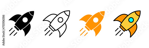 Rocket icon set vector. Startup sign and symbol. rocket launcher icon