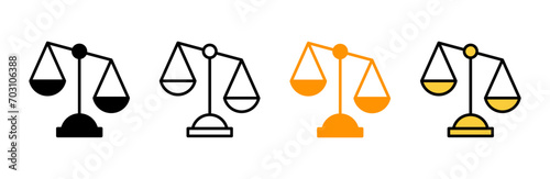Scales icon set vector. Law scale icon. Justice sign and symbol