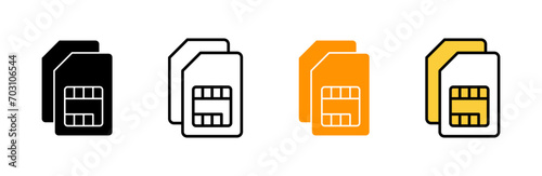 Sim card icon set vector. dual sim card sign and symbol