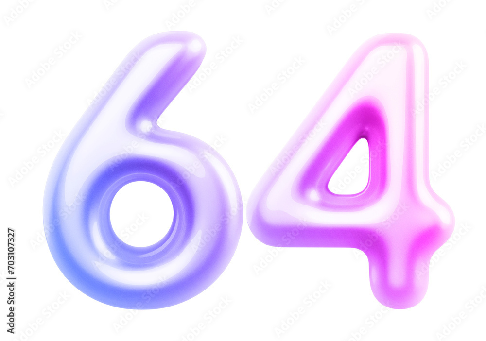 Gradient Bubble Number 64 luxury render Gradient Bubble Number 64 luxury render