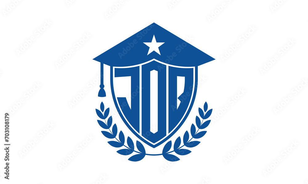 JOQ three letter iconic academic logo design vector template. monogram, abstract, school, college, university, graduation cap symbol logo, shield, model, institute, educational, coaching canter, tech JOQ three letter iconic academic logo design vector template. monogram, abstract, school, college, university, graduation cap symbol logo, shield, model, institute, educational, coaching canter, tech