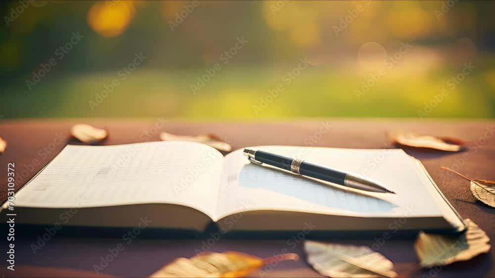 Closeup of a mindfulness journal with an open page and a pencil p beside it.