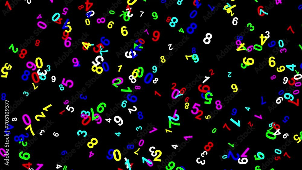 Colorful digital numbers motion graphics with plain black background Colorful digital numbers motion graphics with plain black background