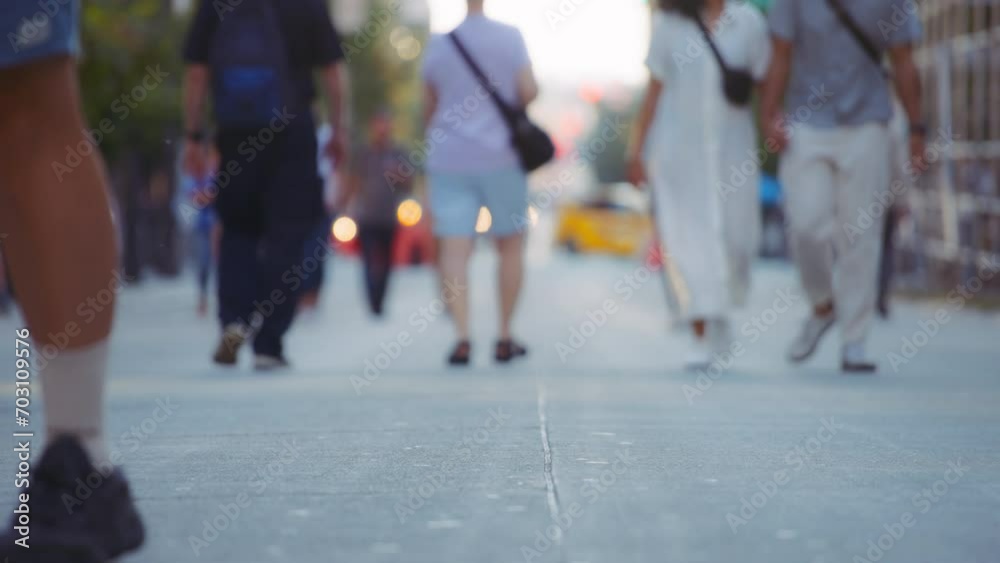 People walking on the pedestrian street. Urban crown concept. Slow motion. People walking on the pedestrian street. Urban crown concept. Slow motion.